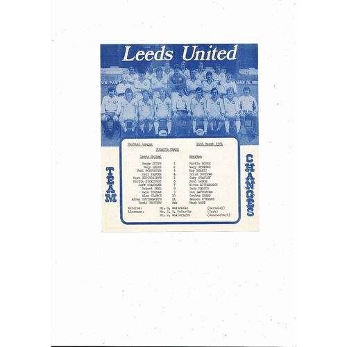 Leeds United v Everton Central League Football Programme 1980/81