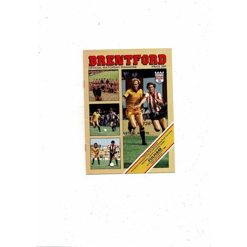 1981/82 Brentford v Fulham Football Programme