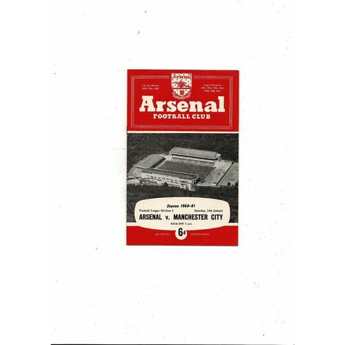 1960/61 Arsenal v Manchester City Football Programme