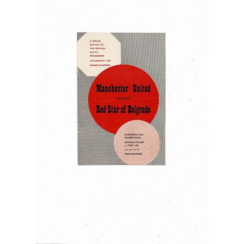 Manchester United v Red Star Belgrade European Cup Football Programme 1957/58