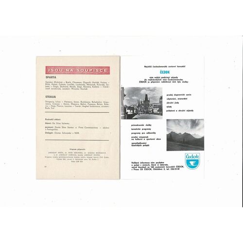 Sparta Prague v Steaua Bucharest European Cup Football Programme 1988/89