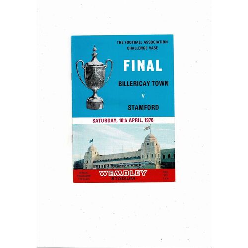 1976 Billericay Town v Stamford FA Vase Final Football Programme