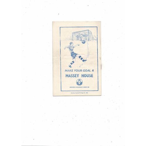 1953/54 Burnley v Sunderland Football Programme