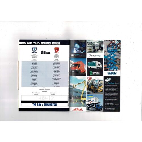 Whitley Bay v Bedlington Terriers FA Cup Football Programme 2012/13 + Press Cuttings