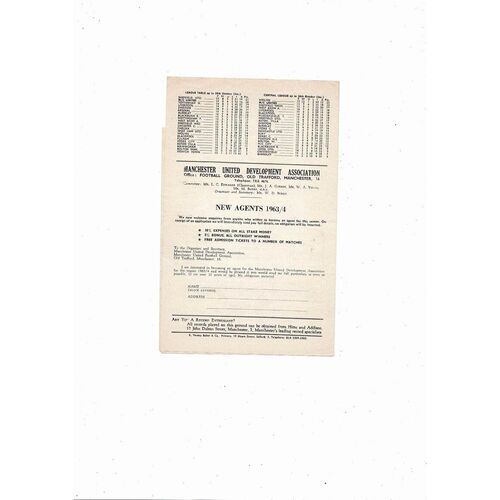 Manchester United v Burnley Central League Football Programme 1963/64