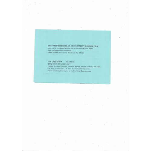 Sheffield Wednesday v Leeds United Central League Football Programme 1982/83