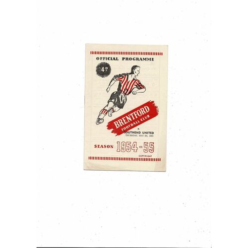 1954/55 Brentford v Southend United Football Programme