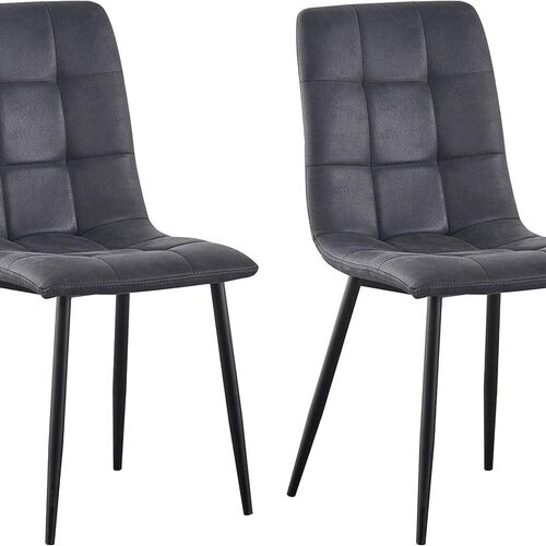 mcc direct Set of 2 Faux Matte Suede Leather Dining Chairs With metal Legs home& restaurants henri