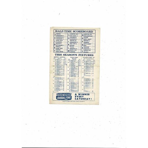 Manchester City v Stoke City Central League Football Programme 1958/59