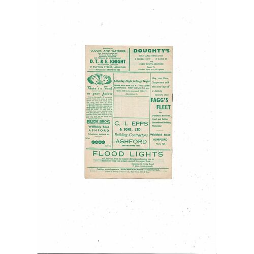 1962/63 Ashford Town v Canterbury City Southern League Football Programme