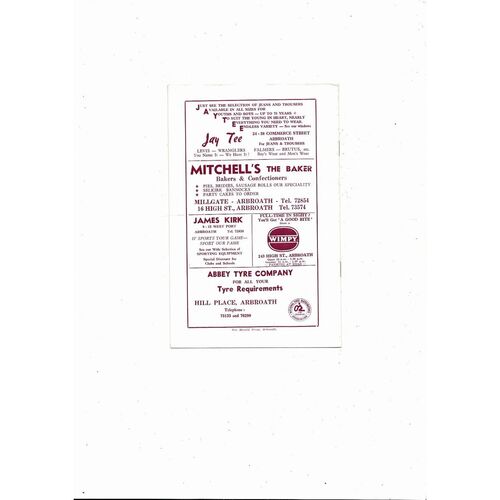 Arbroath v Newcastle United Friendly Football Programme 1978/79