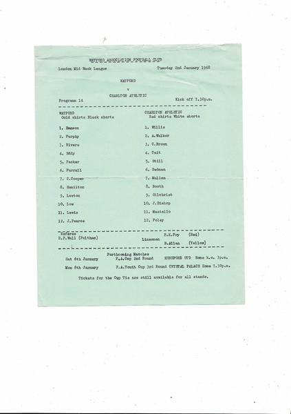 More Football Programmes to be listed today