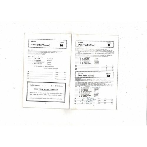 1960 International Athletic Meeting at Ibrox Stadium Programme & Ticket