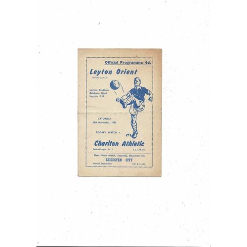 1959/60 Leyton Orient v Charlton Athletic Football Programme