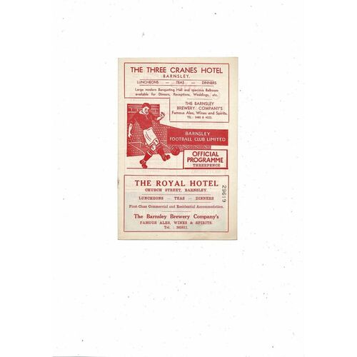 1957/58 Barnsley v Charlton Athletic Football Programme