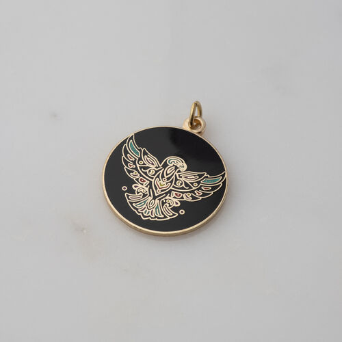 Round Pendant. Modern Persian Falcon-Shahbaz Design.