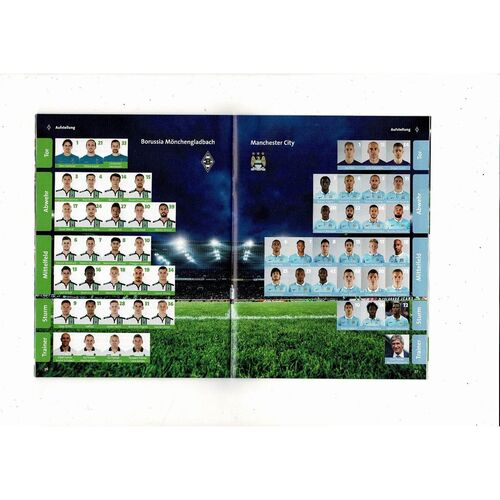 Borussia Monchengladbach v Manchester City UEFA Champions League Football Programme 2015/16