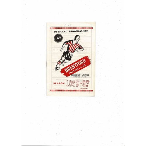 1956/57 Brentford v Torquay United Football Programme