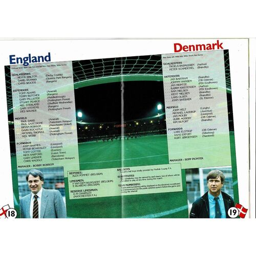 1988 England v Denmark Football Programme + Press Cutting