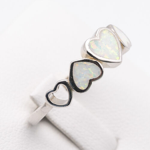 Bezel set white opalite stone on 925 sterling silver ring
