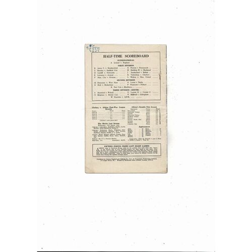 1954/55 Chelsea v West Bromwich Albion Championship Season Football Programme