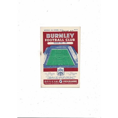 1954/55 Burnley v Bolton Wanderers Football Programme