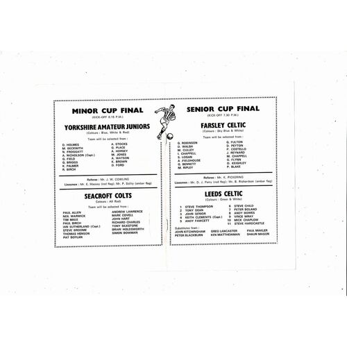 Farsley Celtic v Leeds Celtic Leeds Snr Cup Final Programme 1983 @ Leeds United