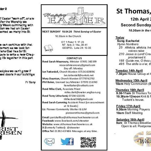 Pew Sheet | The Parish of St Thomas, Exeter