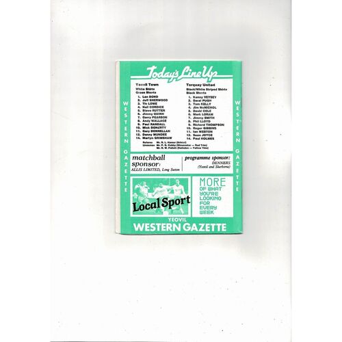 Yeovil Town v Torquay United FA Cup Football Programme 1988/89