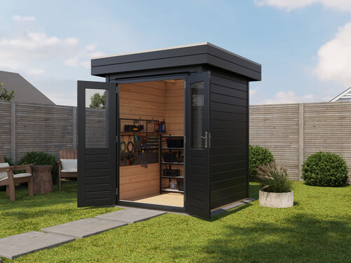 1.8mtr x 1.8mtr 28mm walled Flat Roof Cabin