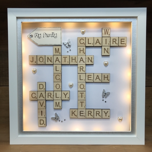XL LED Customised Scrabble Family Name Box Frame