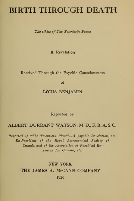 1920 | Birth Through Death