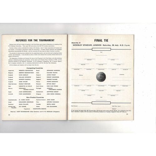 1966 World Cup Official Tournament Football Brochure