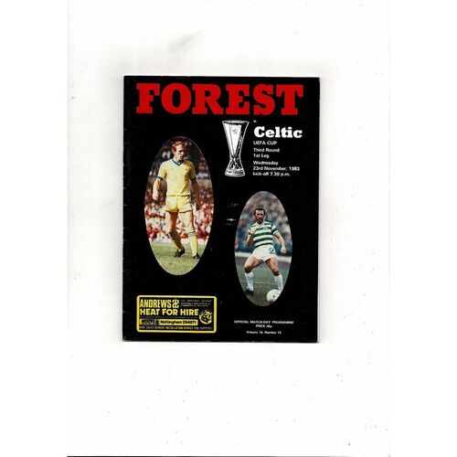 Nottingham Forest v Celtic UEFA Cup Football Programme 1983/84