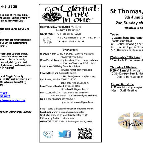 Pew Sheet | The Parish of St Thomas, Exeter