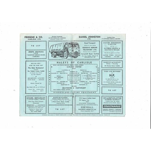 Carlisle United v Gravesend & Northfleet FA Cup Football Programme 1962/63