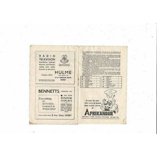 1946/47 Derby County v Brentford Football Programme