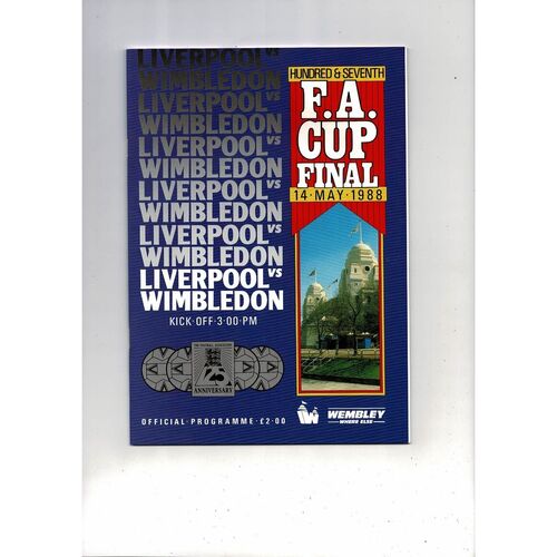 1988 Liverpool v Wimbledon FA Cup Final Football Programme