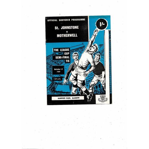 1969/70 St Johnstone v Motherwell Scottish League Cup Semi Final Football Programme