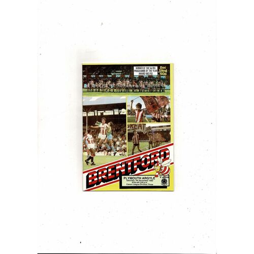 1983/84 Brentford v Plymouth Argyle Football Programme