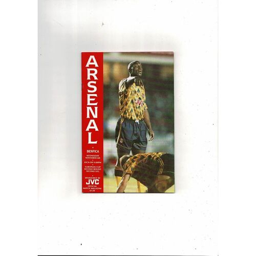 Arsenal v Benfica European Cup Football Programme 1991/92