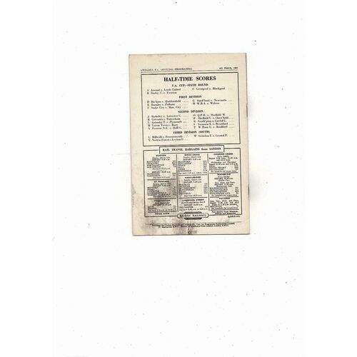 1949/50 Chelsea v Manchester United FA Cup Football Programme