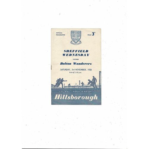 1956/57 Sheffield Wednesday v Bolton Wanderers Football Programme
