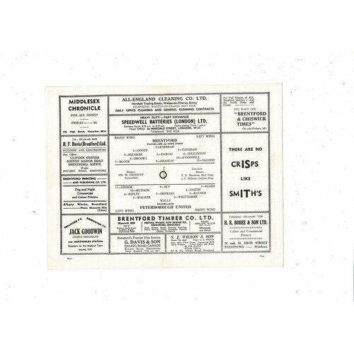 1961/62 Brentford v Peterborough United Football Programme