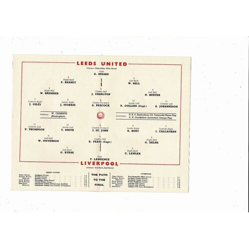 1965 Leeds United v Liverpool FA Cup Final Football Programme