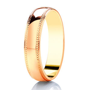 Highly polished band with mille-grain beaded edge