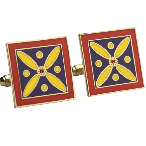 Cufflinks. The Persian Cross. Multi-coloured Cross with 1 Central Red stone. Original Pattern.