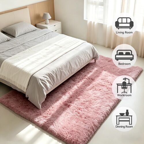 CozyLiving Ultra-Soft Fluffy Shag Rug – Luxury High-Pile Floor Carpet for Living Room, Bedroom & Nursery – Non-Shedding & Cozy (Pink, 60 x 110 cm)