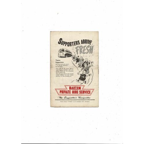 1952/53 Nottingham Forest v Barnsley Football Programme