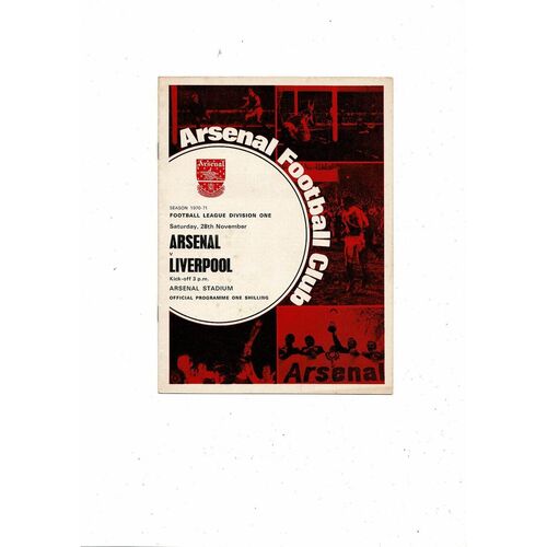 1970/71 Arsenal v Liverpool Football Programme